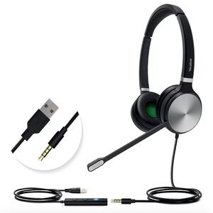 Yealink UH36 Dual Teams Black and Silver Wired Headset with Microphone (NEW)